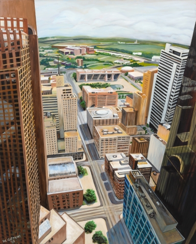 Looking through the city canyons towards South Dallas