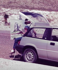 Wanda painting the Texas mountain El Capitan.